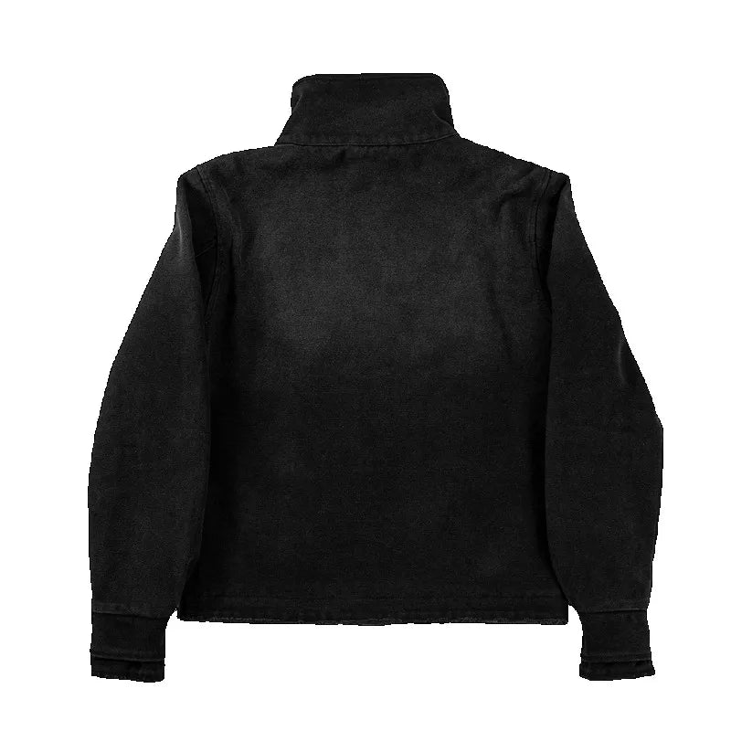 Unisex Y2K Fencing Jacket Vintage Washed Gradient Button Cotton Streetwear Casual Jacket