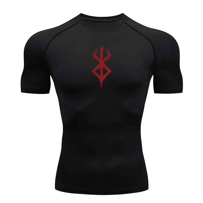 Men Compression Rash Guard Short Sleeve Quick Dry Gym Workout Athletic T Shirt