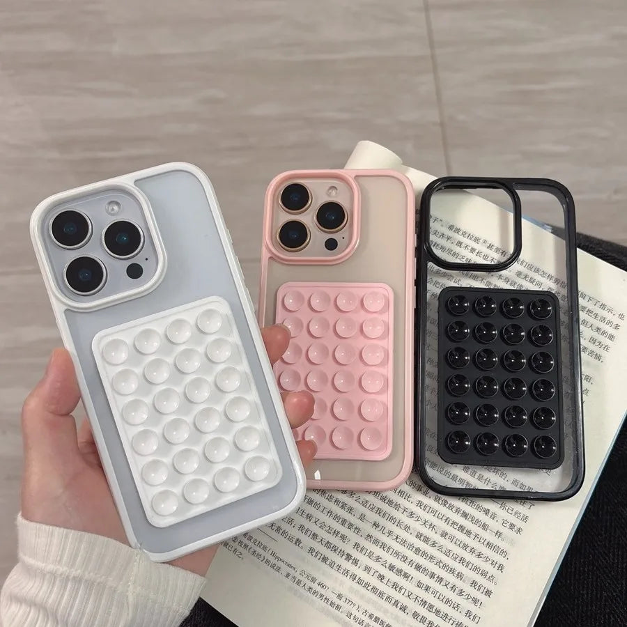 3D Suction Cup Airbag Clear Candy Shockproof Bumper iPhone Case