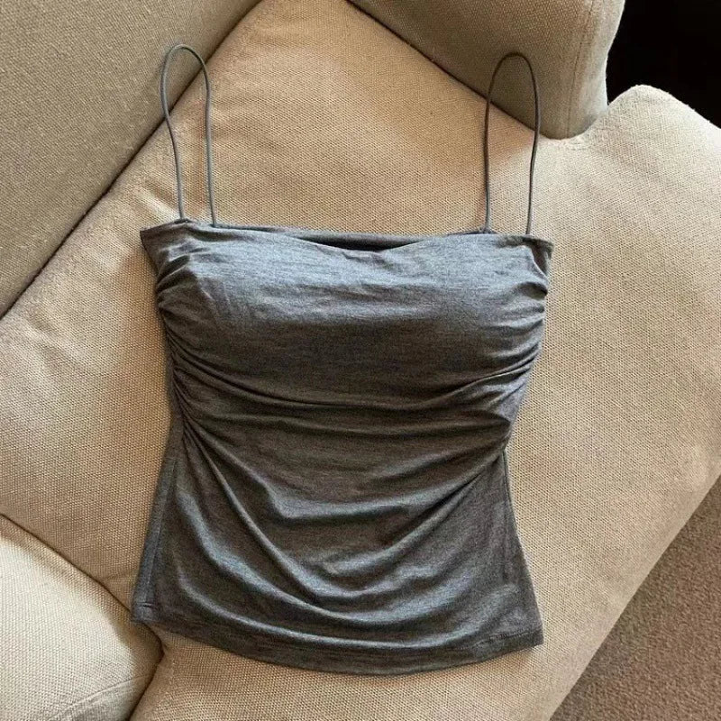 Women White Fitted Camisole Sleeveless Tank Top