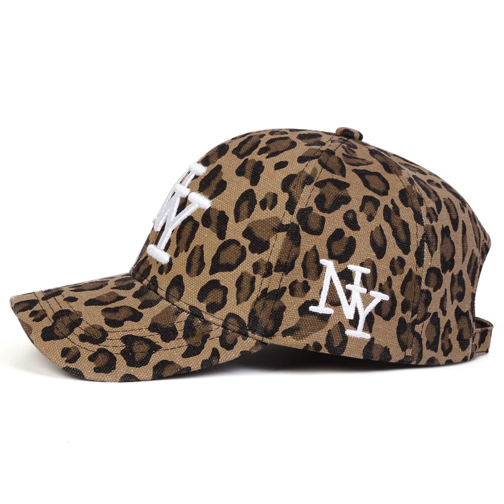 NY Letter Embroidered Leopard Print Baseball Cap