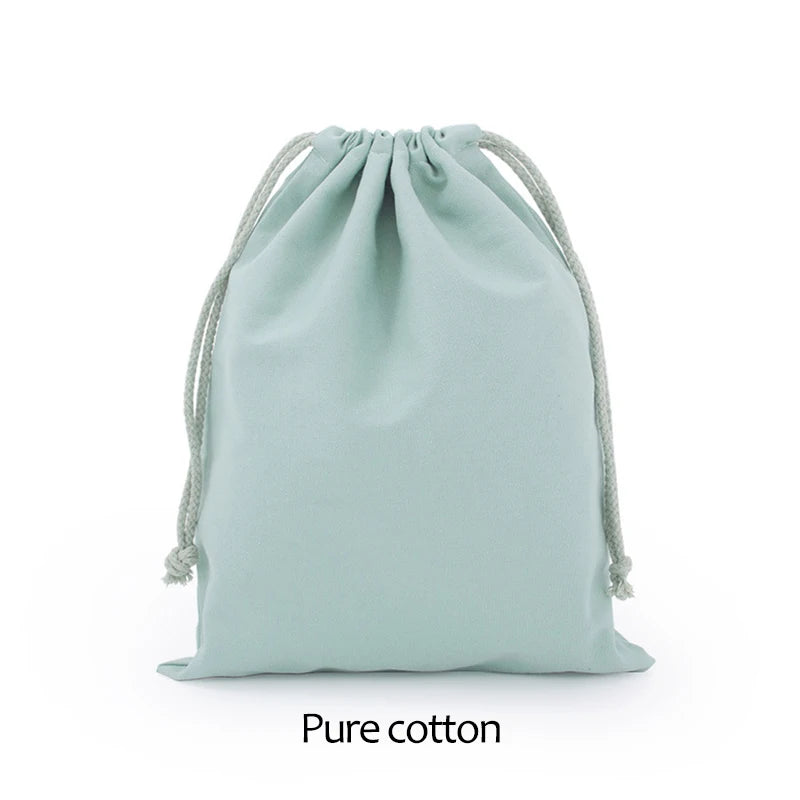 Cotton Drawstring Storage Bag Reusable Canvas Gift Pouch Dustproof Organizer