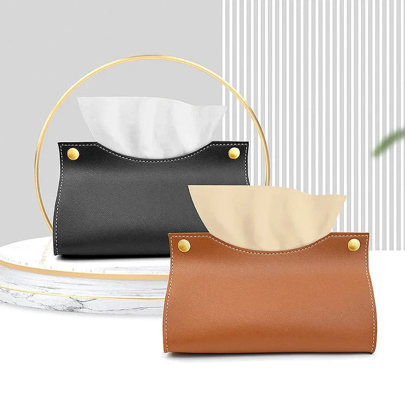 Leather Tissue Box Holder Napkin Organizer for Living Room Kitchen