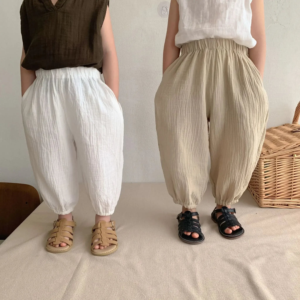 Organic Cotton Baby Muslin Pants Soft Print Newborn Toddler Capris