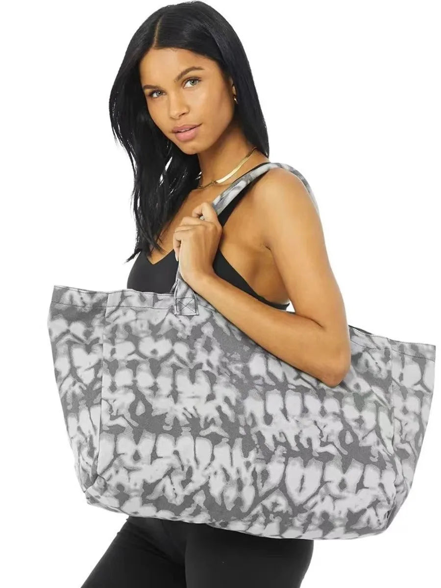 Yoga Canvas Shoulder Bag Large Capacity Sports Shopping Tote Bag Unisex