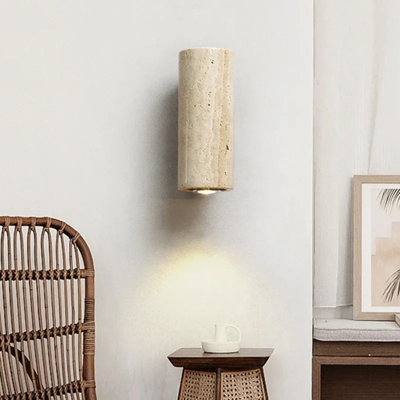Yellow Marble LED Wall Lamp Bedside Sconce for Bedroom Living Room and Corridor