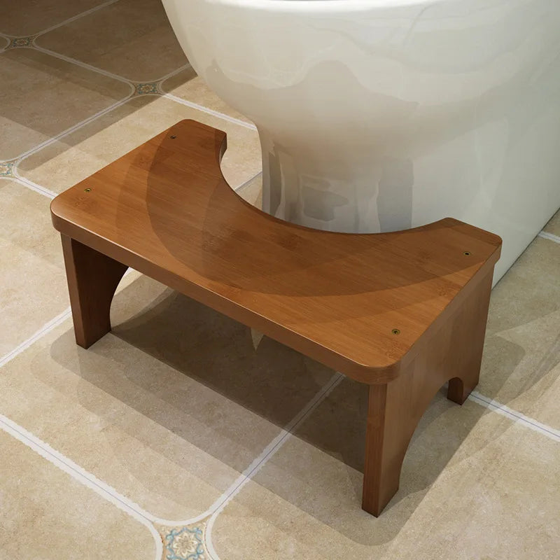Bamboo Squat Toilet Stool Non Slip Bathroom Foot Rest for Adults and Children