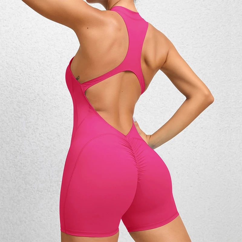 Women Sleeveless Sports Jumpsuit Yoga Gym Romper One Piece Workout Bodysuit