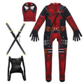 Kids Red Masked Superhero Cosplay Costume with Toy Sword and Bag