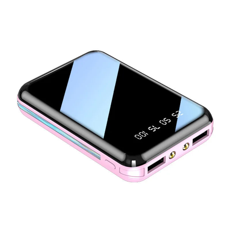 Mini Power Bank 20000mAh Portable Charger Mirror LED Display External Battery for iPhone Xiaomi Huawei Samsung