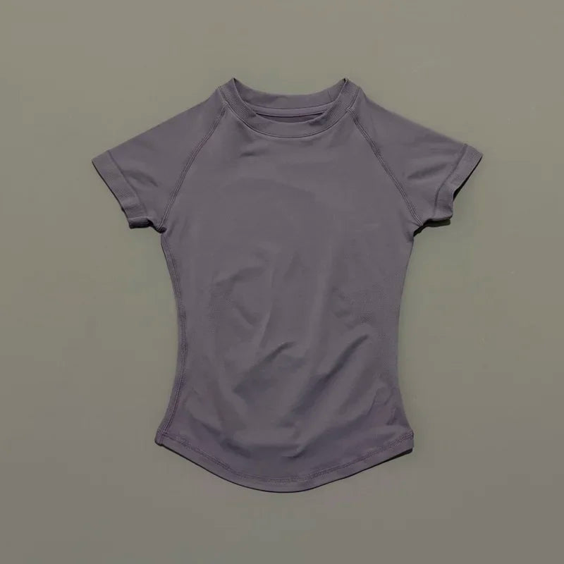 Women Seamless Sports Top Short Sleeve Yoga Gym Running Slim Fit Active Tee