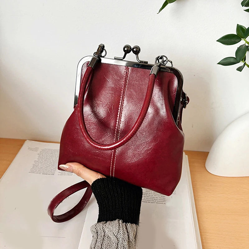 Women Vintage Brown PU Leather Shoulder Bag Designer Crossbody Handbag Shell Purse