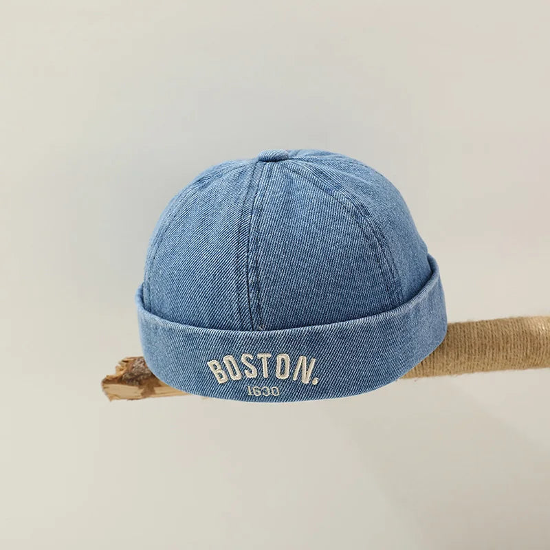 Washed Denim Baby Brimless Hat Adjustable Kids Docker Cap