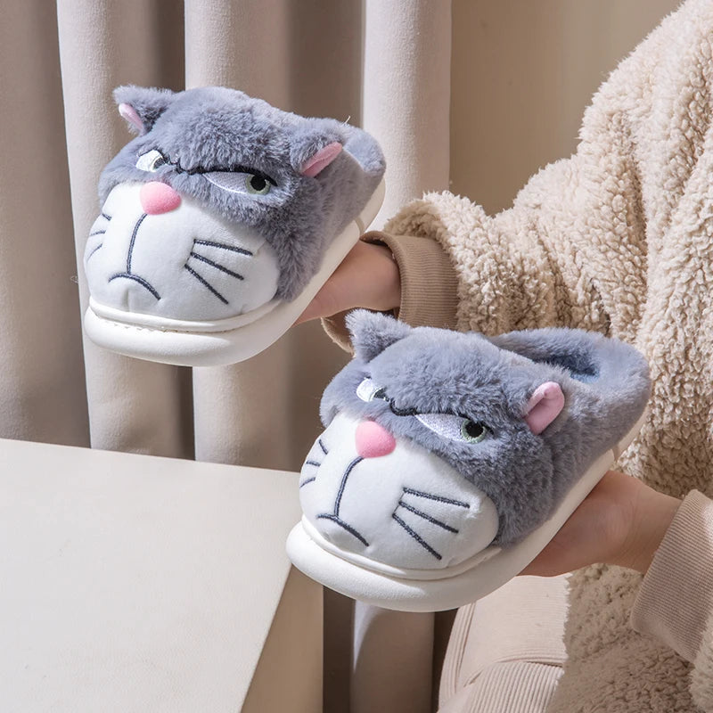 Women’s Fluffy Cartoon Plush Slippers Cute Winter House Shoes Large Size