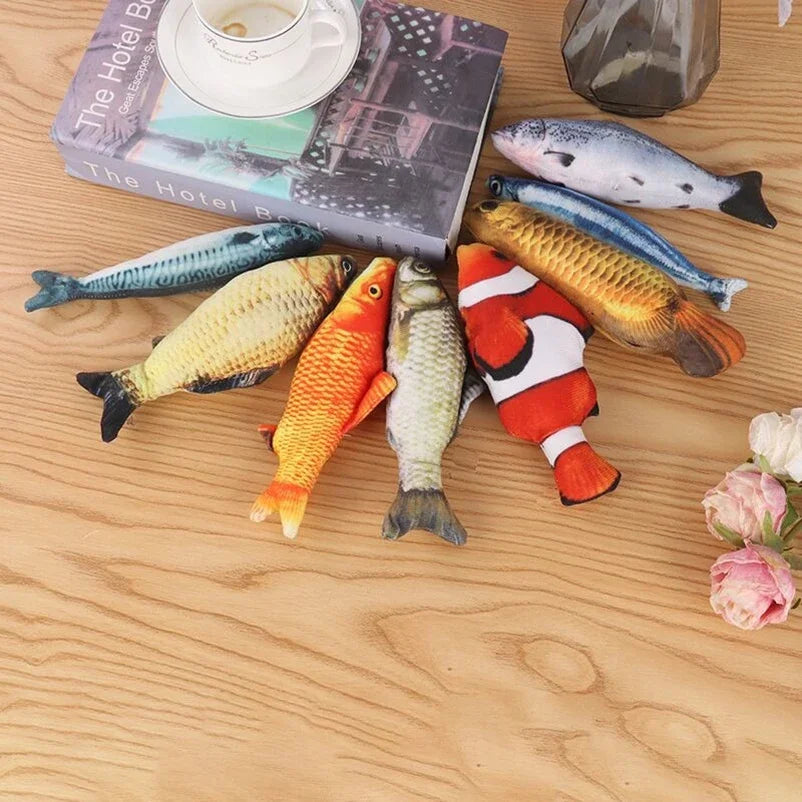 Interactive Fish Plush Cat Toy Chew Teaser Toy