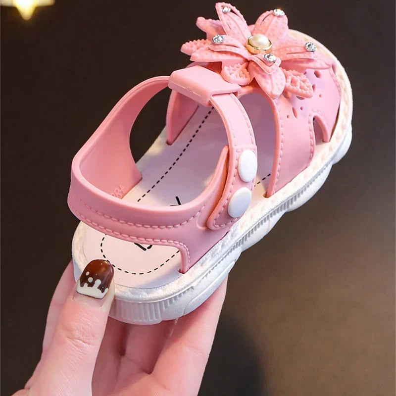 Baby Girl Bow Sandals Cute Non Slip PVC Summer Beach Shoes