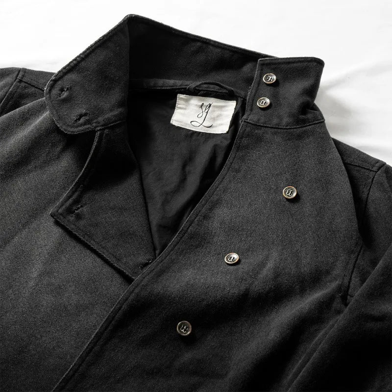 Unisex Y2K Fencing Jacket Vintage Washed Gradient Button Cotton Streetwear Casual Jacket