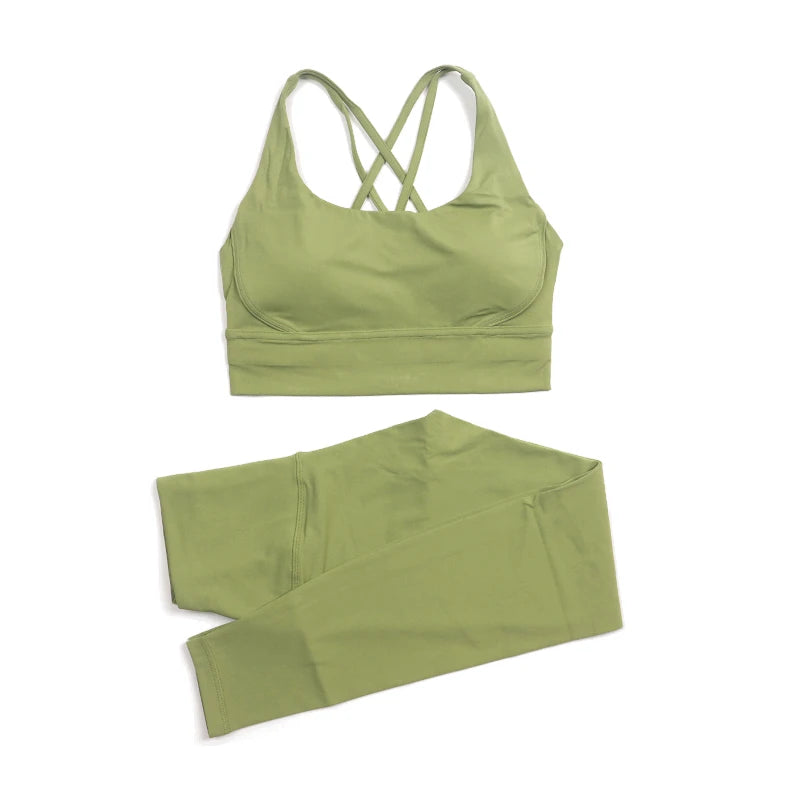 Women Seamless Gym Set Sports Bra & Leggings Fitness Yoga Workout Outfit