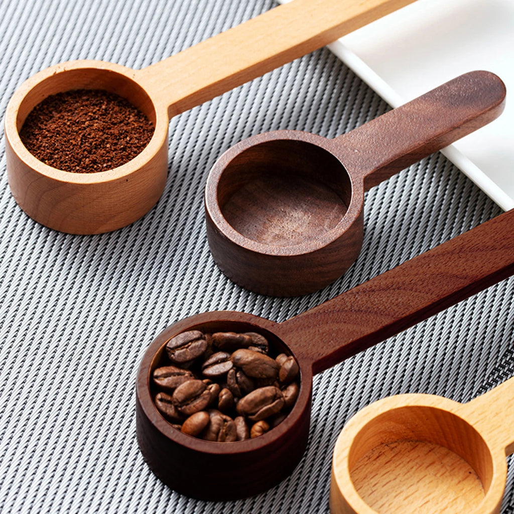 Walnut Wood Coffee Scoop Solid Wooden Measuring Spoon for Coffee Milk Powder