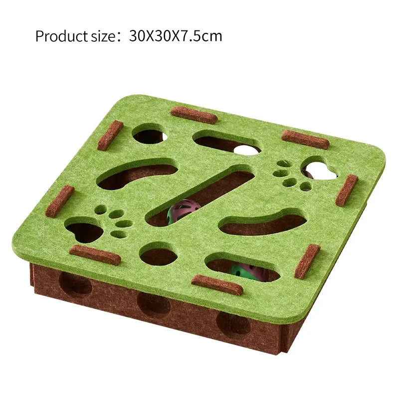 Felt Cat Maze Ball Toy Scratcher Teaser Box