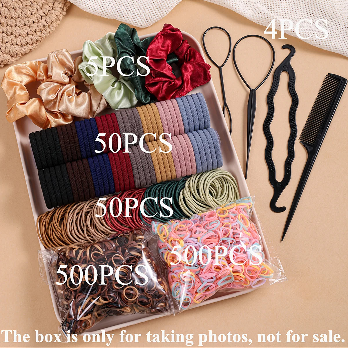 Hair Accessories Set Scrunchies Elastic Bands Ponytail Kit Women Fashion Bundle
