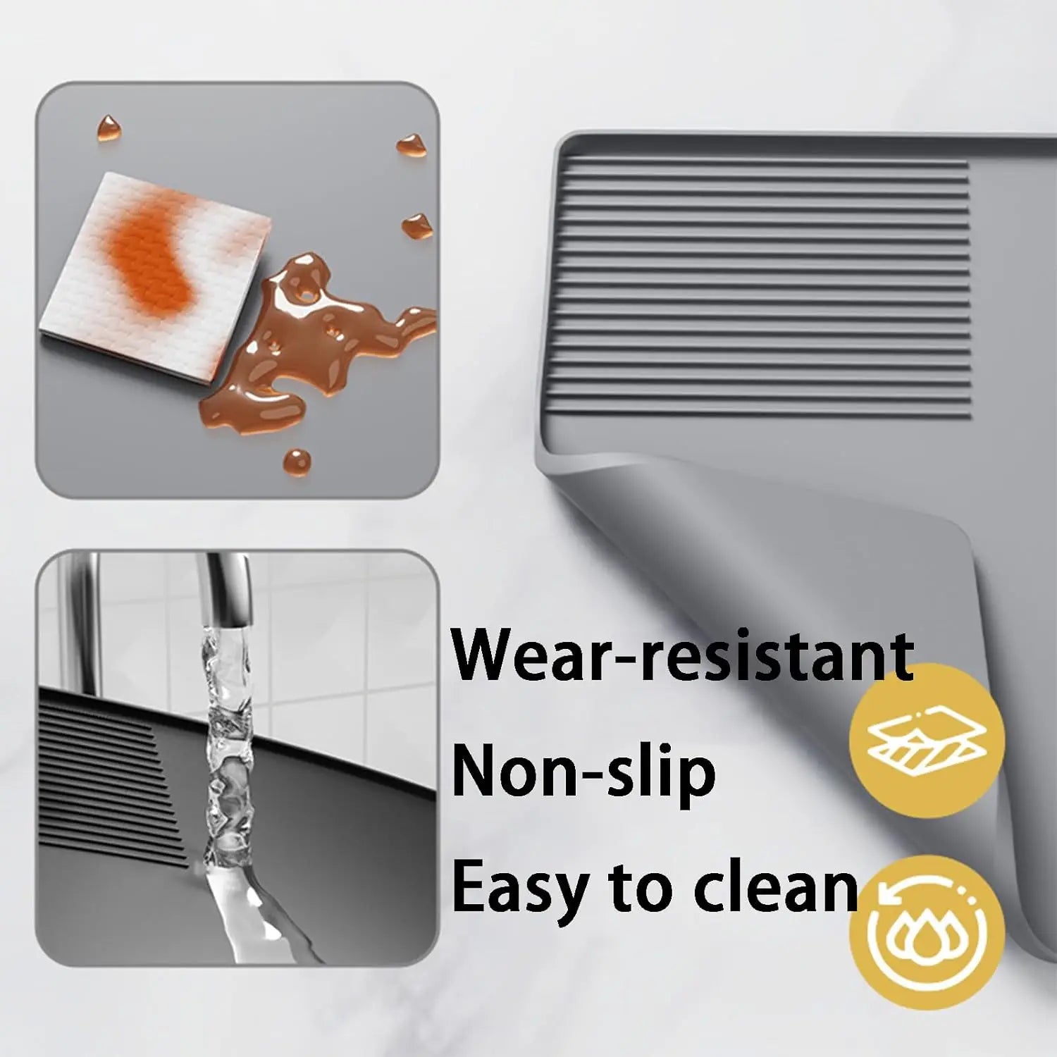 3 in 1 Silicone Coffee Mat Non Slip Bar Mat for Coffee Station Countertop