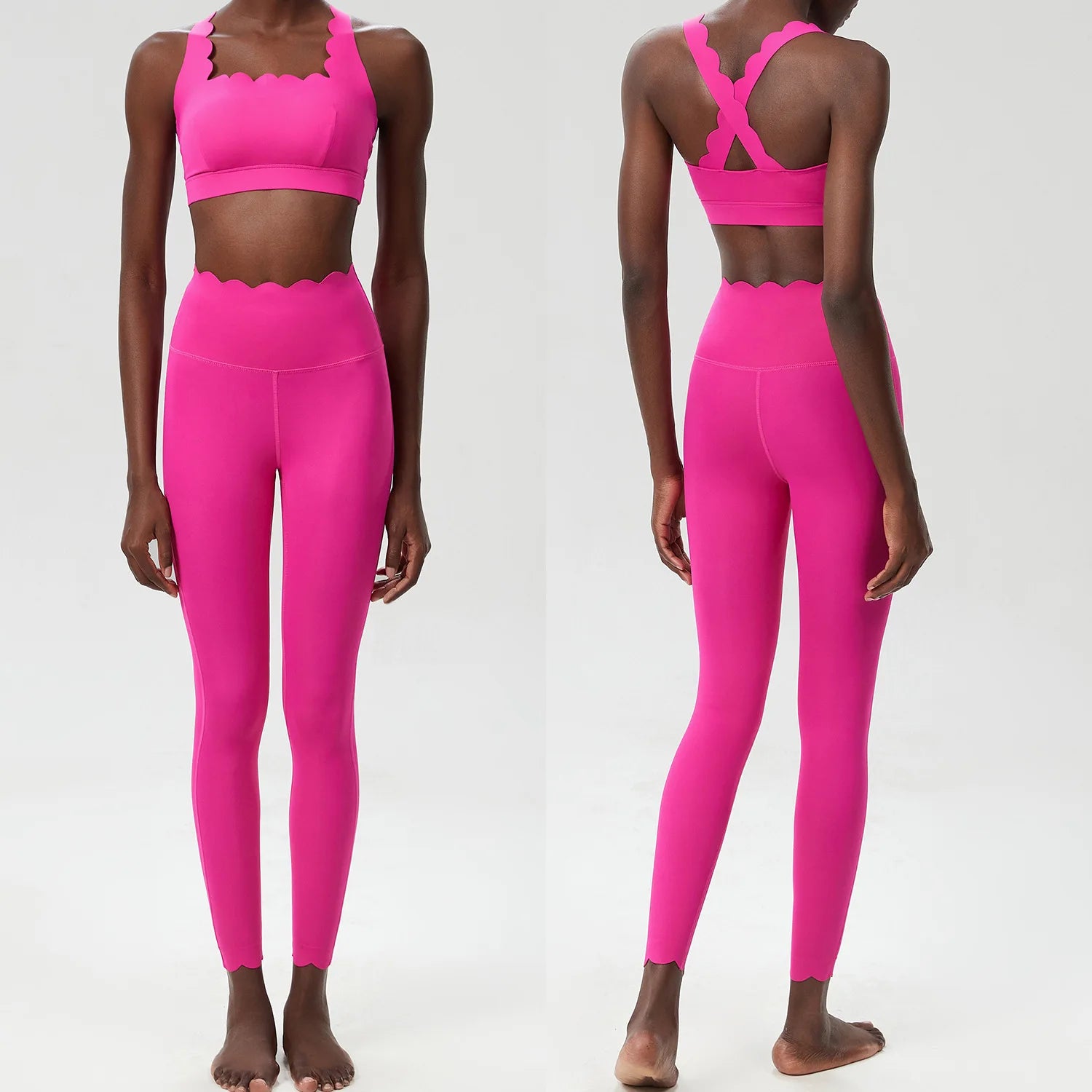 Women Seamless Yoga Set 2 Piece Gym Outfit High Waist Leggings Sports Bra Fitness Workout Set