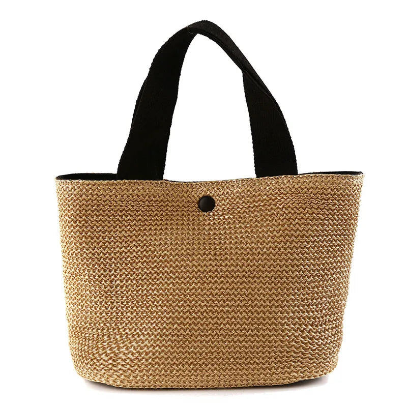 Bohemian Straw Bucket Bag Handmade Woven Rattan Shoulder Crossbody Bag