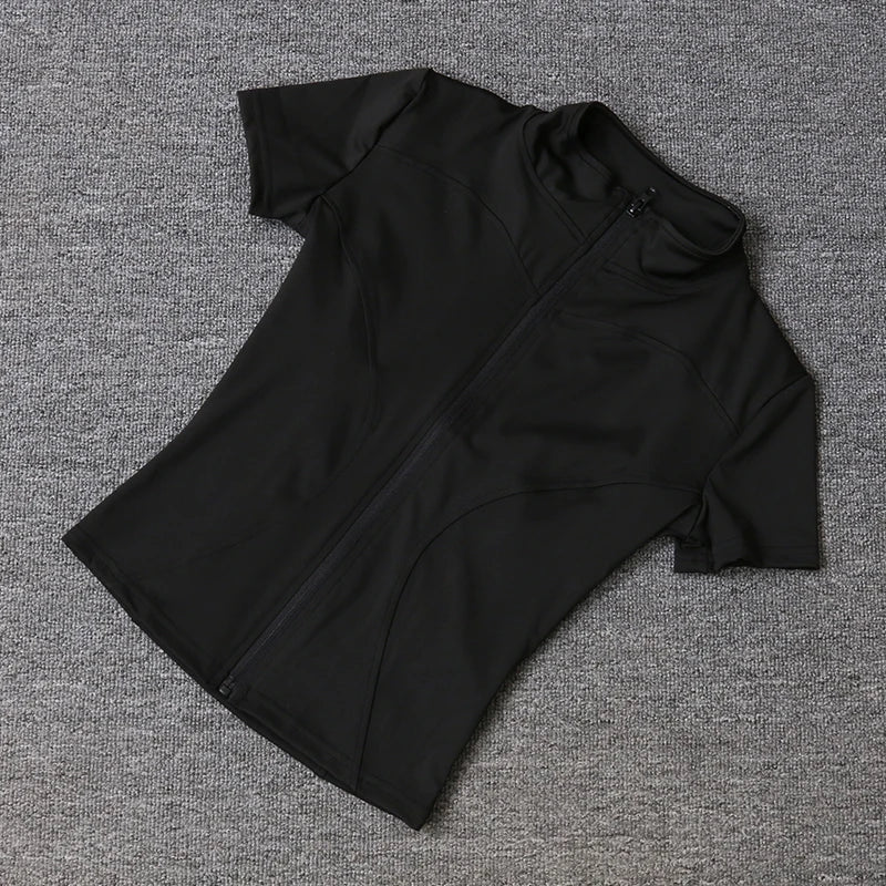 Women Zip Yoga Sportswear Slim Fit Quick Dry Running Fitness Set