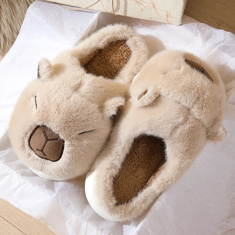 Women Capybara Cotton Slippers Warm Soft Sole Non Slip Home Slides
