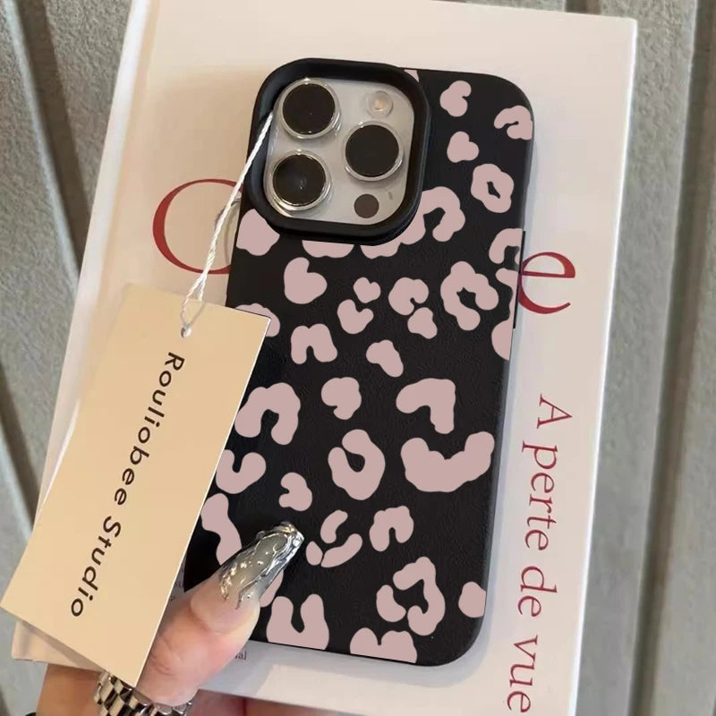 Pink Leopard Lichee Pattern Silicone iPhone Case