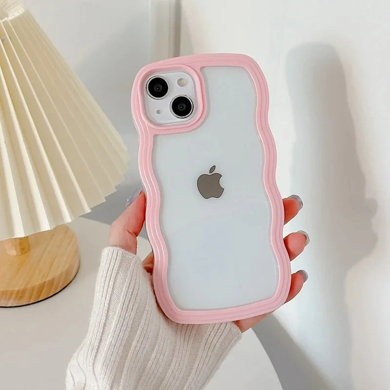 Candy Wavy Lines Transparent Bumper iPhone Case
