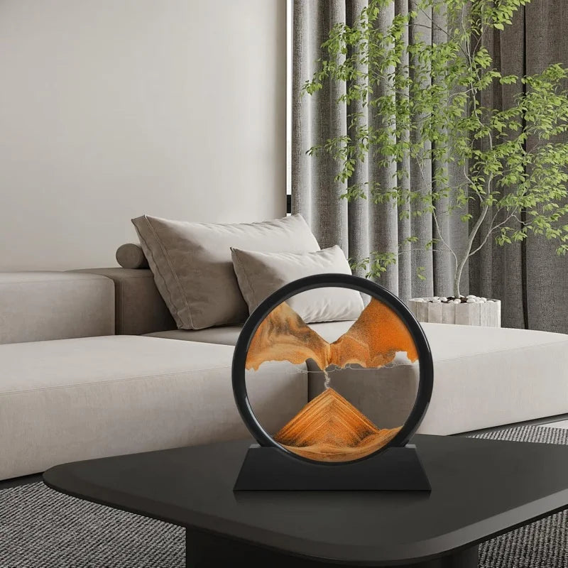 3D Moving Sand Art Hourglass Round Glass Sandscape Picture Home Office Decor