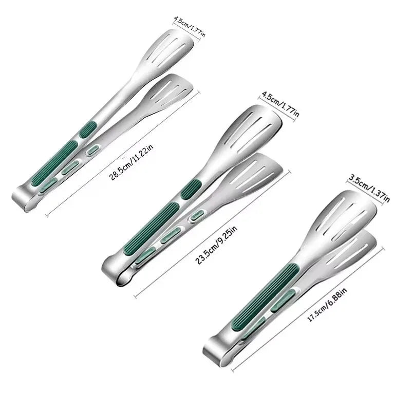 1pc Non Slip Stainless Steel Food Tongs