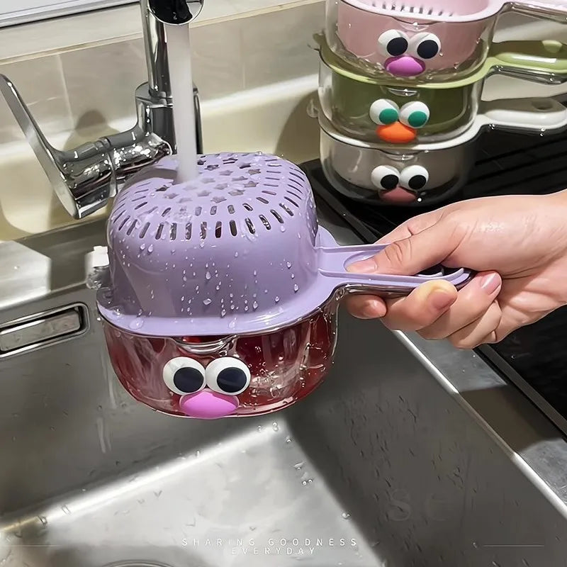 Double Layer Hanging Fruit Washing Drain Basket Kitchen Organizer