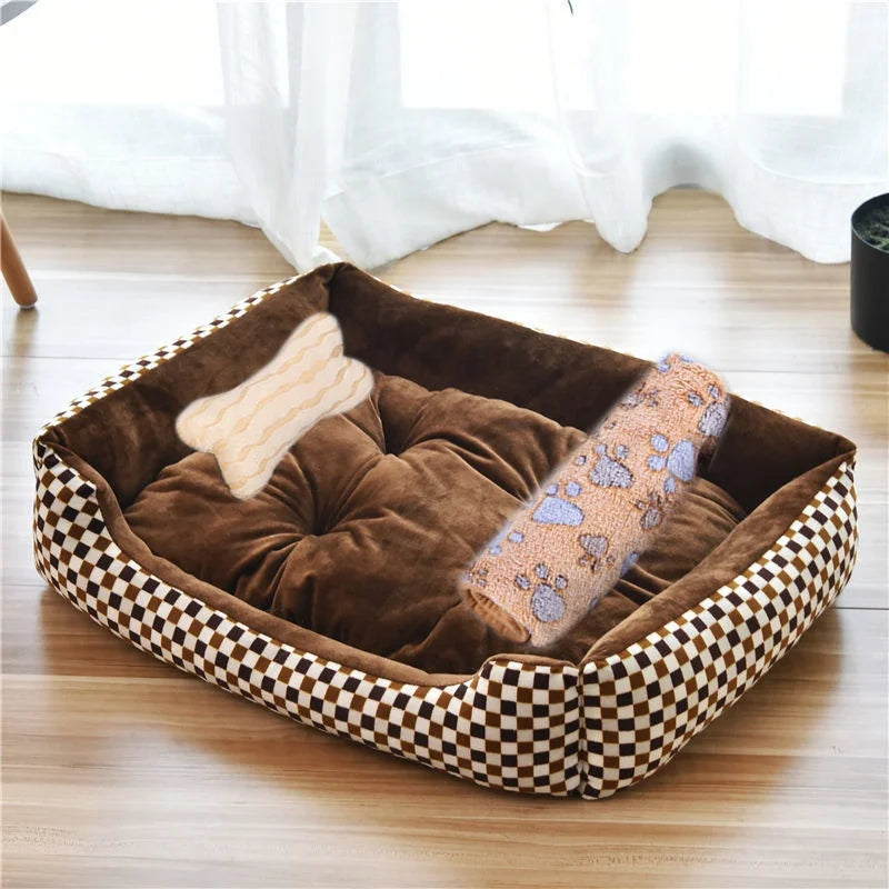 Warm Square Dog Bed for Small Medium Large Dogs and Cats
