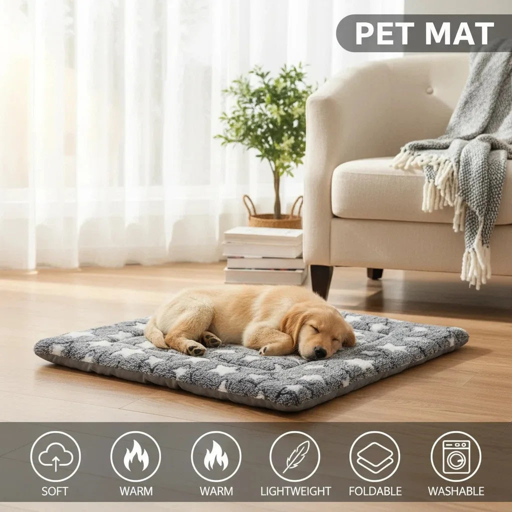 Portable Plush Pet Bed Mat Soft Warm Washable Dog Cat Blanket Travel Sofa Bed