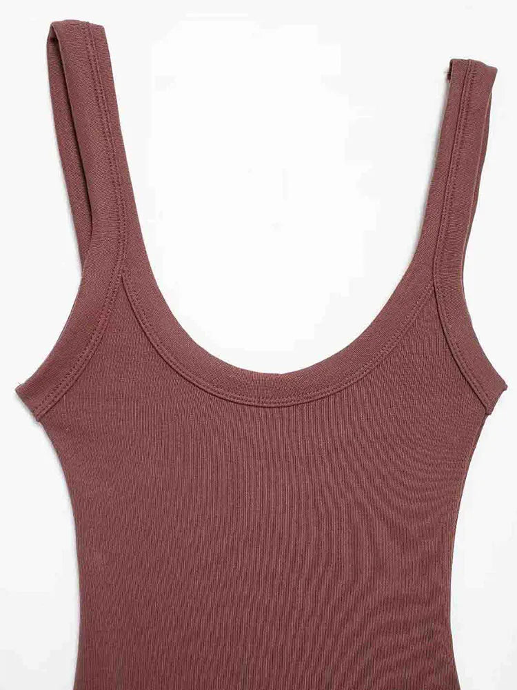 Women Ribbed Bodysuit Stretch Snap Button Playsuit