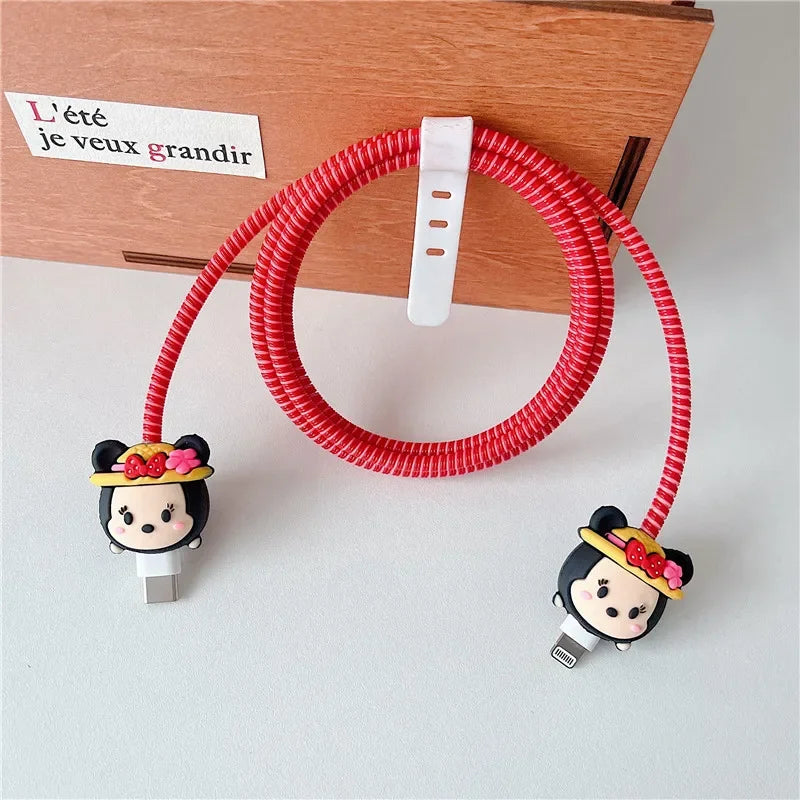 Cartoon Charger Cable Protector Stitch Data Line Winder Protective Cover