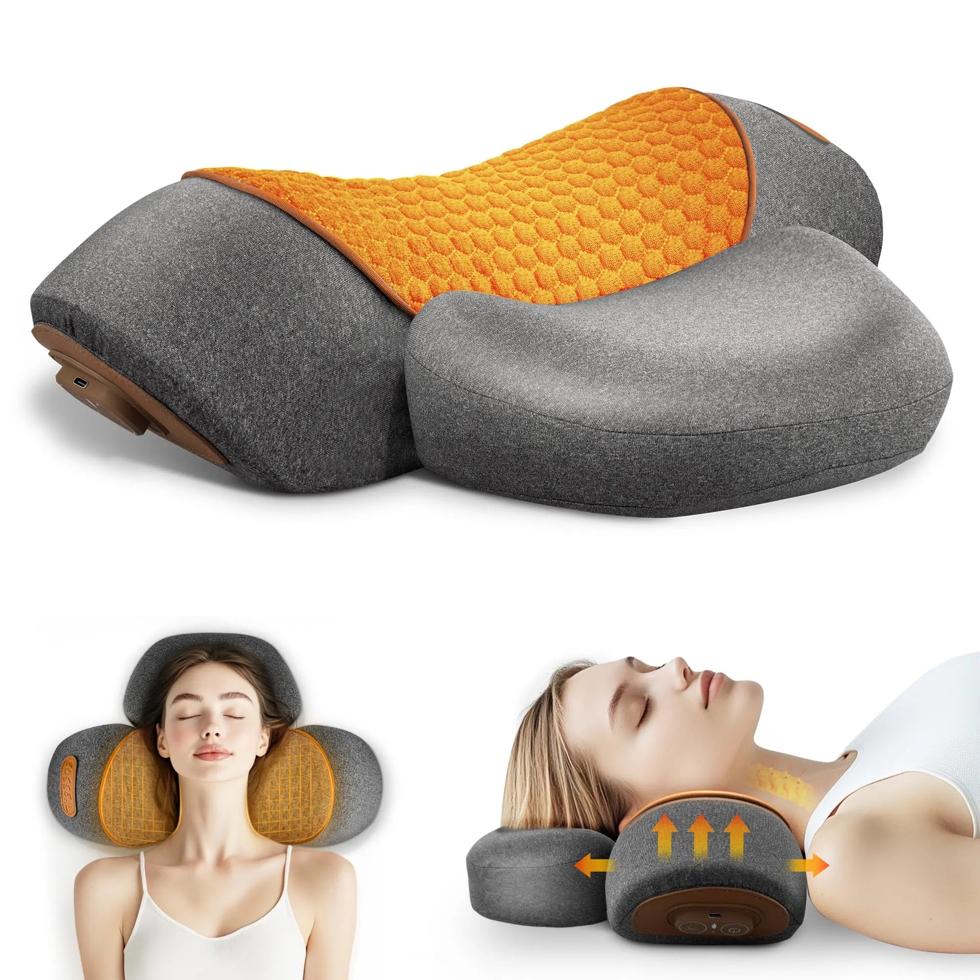 Electric Neck Massager Pillow Cervical Traction Device Heat Therapy Vibration Neck Pain Relief Shoulder Relaxer