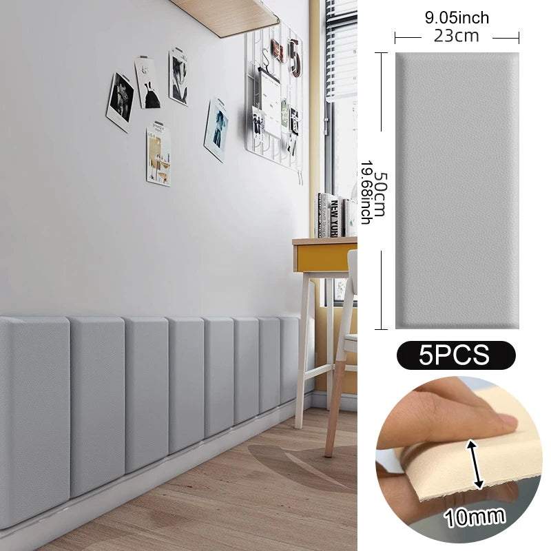 3D Wall Stickers Self Adhesive Anti Collision Foam Wall Pads Tatami Decor 5PCS