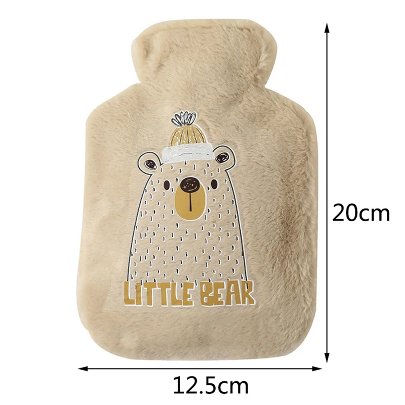 Cartoon Plush Rabbit Bear Hot Water Bottle Velvet Hand Warmer Cute Portable Water Bag