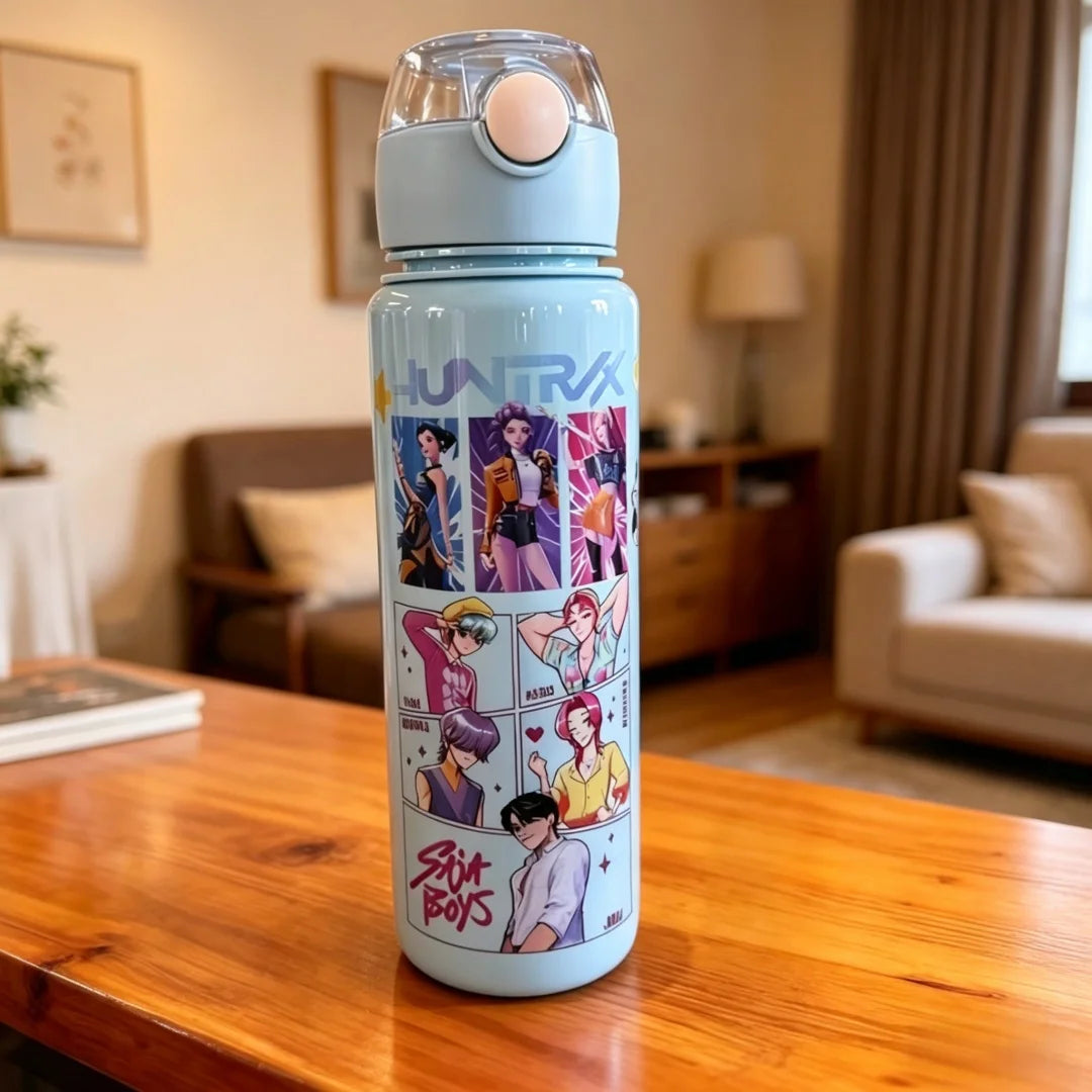 Cartoon Kids Portable Straw Water Bottle Leakproof Cute Summer Sports Cup