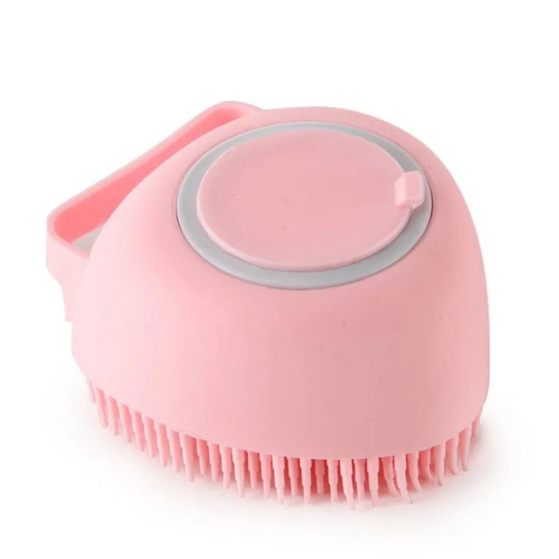Pet Bath Brush with Shampoo Dispenser – Silicone Dog & Cat Massage Grooming Tool