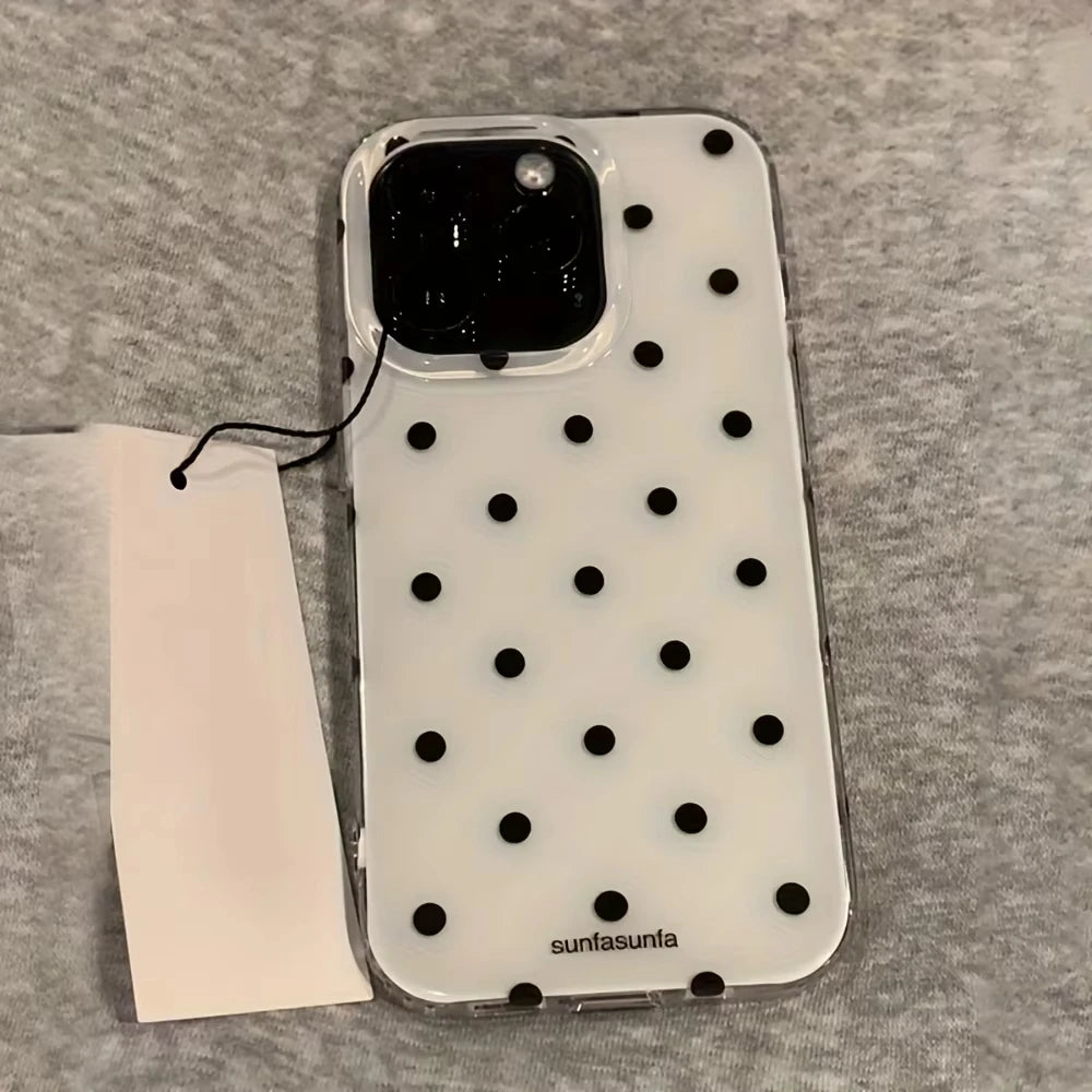 Minimalist Black White Polka Dot Silicone iPhone Case