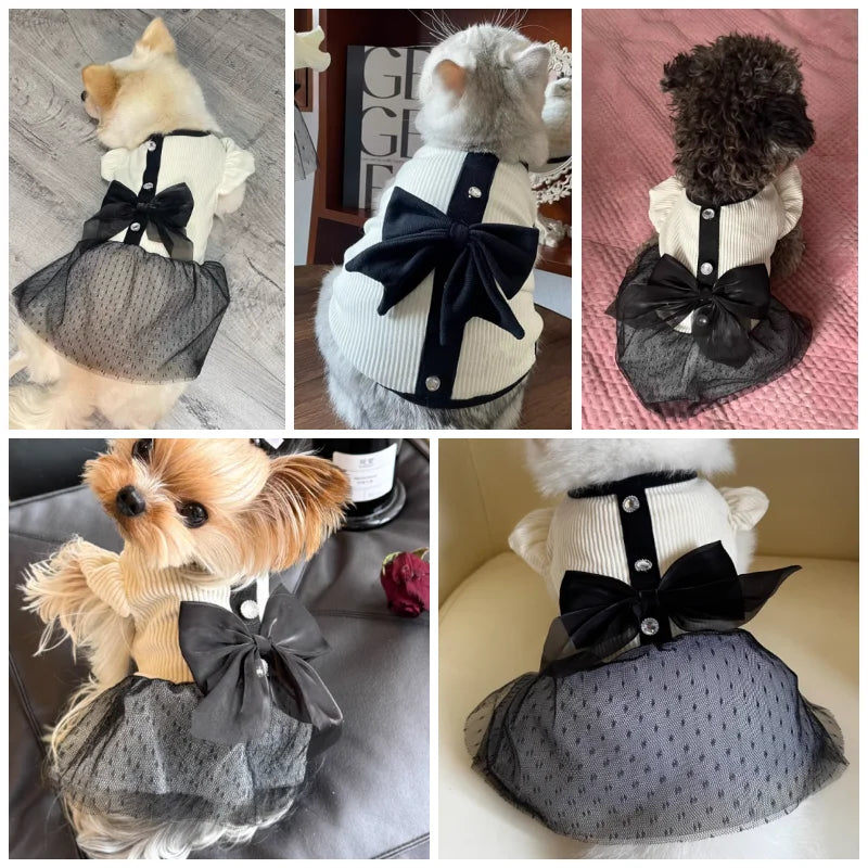 Small Dog Dress Lace Bow Puppy Summer Outfit Chihuahua Dog Costume Vest