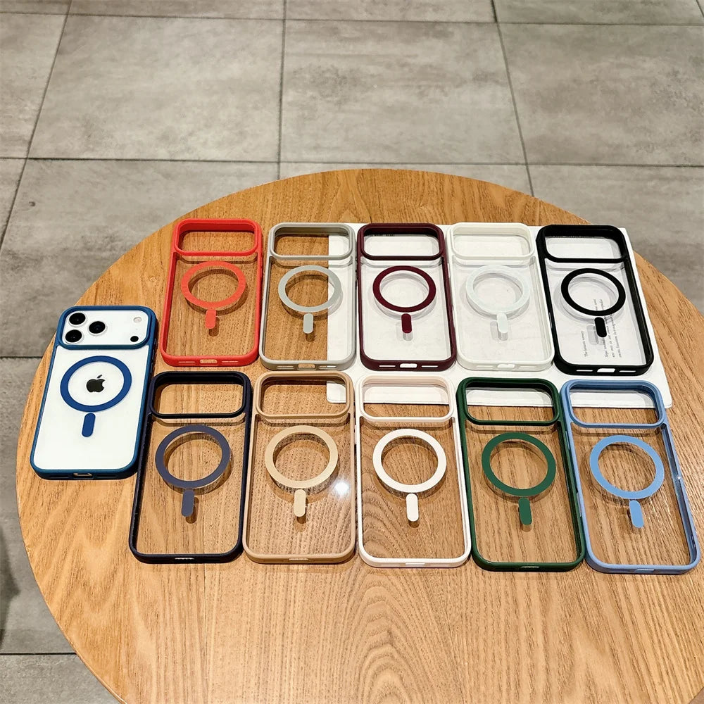 Magnetic Transparent Acrylic Shockproof iPhone Case