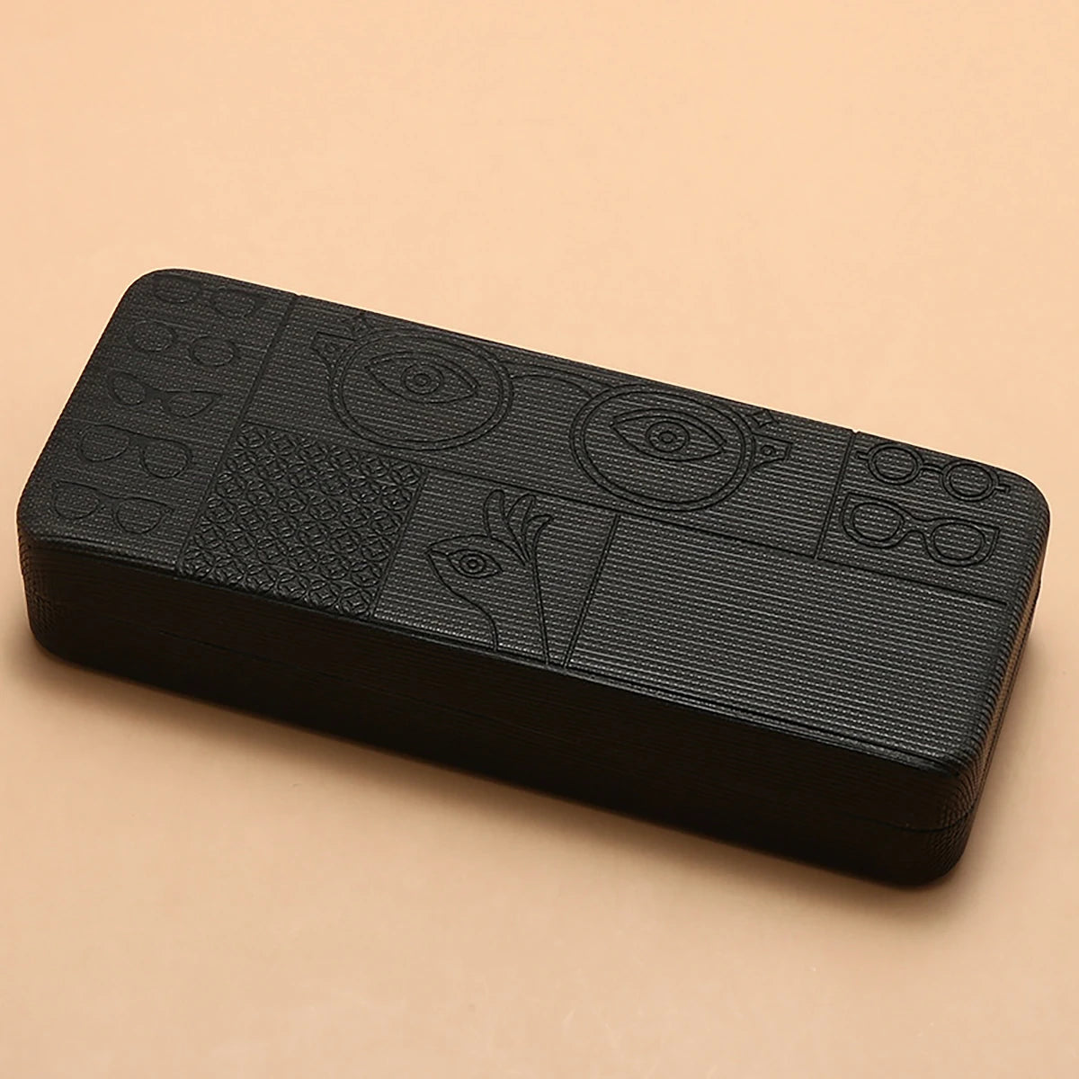 Geometric Glasses Case Portable Square Eyewear Holder Embossed Design for Men