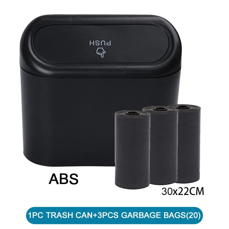 Car Trash Can with Lid Leak Proof Mini Car Bin Includes Garbage Bags