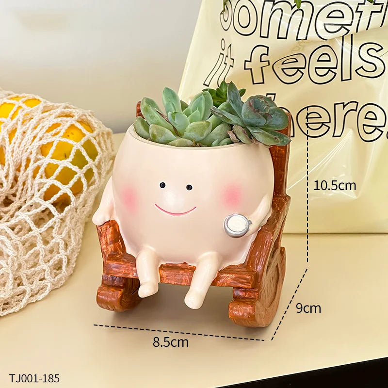 Smiling Face Swing Flower Pot Cute Succulent Planter
